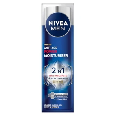 Abbildung von NIVEA MEN Anti Age 2 in 1 Power Feuchtigkeitspflege (50 ml), mit LSF 30, Luminous 630 und Hyaluronsäure für Sonnenschutz, dunkle Fleckenprävention jünger aussehende Haut