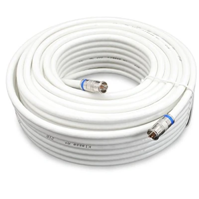 Abbildung von Satix SKK02002 Sat Koaxialkabel mit 2x F Schnell Stecker 20 m 3 fach geschirmt 120 dB weiß