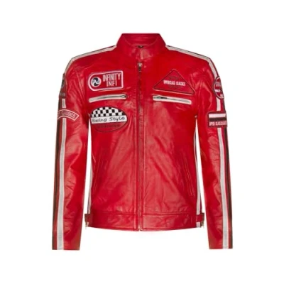 Abbildung von Infinity Leather Rot Herren Leder Biker Abzeichen, Rennen Motorradjacke 2XL