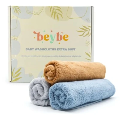 Abbildung von Beybe Premium Bambus Tücher baby waschlappen weich 50 x 25 cm 3 Pack Bambustücher neugeborene Ideal für Babys, Kleinkinder Superweiche