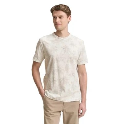 Abbildung von TOM Tailor MIT Palmen Tshirt print, Herren, Größe: XL, Off white stripe palm design