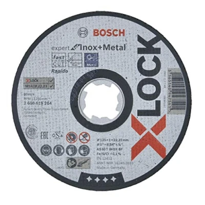 Abbildung von Bosch Professional 1x Gerade Trennscheibe Expert (für Inox und Metall, X LOCK, Ø125 mm, BohrungsØ: 22,23 Dicke:1 mm)