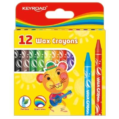 Abbildung von Keyroad Wachsmalkreiden Wachsmalstifte 12 Stück/Mischfarben/Komfortabel Handflächengriff Zeichenstift für Kleinkinder und Kinder Sicher Nicht Toxisch/Kindersicher
