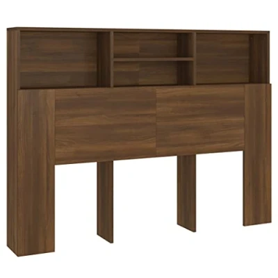 Abbildung von vidaXL Kopfteil mit Ablagen Regal Wand Bücherregal Betthaupt Bettkopfteil Schlafzimmer Braun Eichen Optik 140x19x103,5cm
