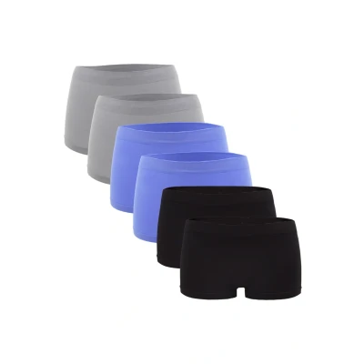 Abbildung von Fabio Farini 6ER PACK Hipster Boxer OHNE Seitliche NAHT Panties, Damen, Größe: 36, Hellblau hellgrau schwarz