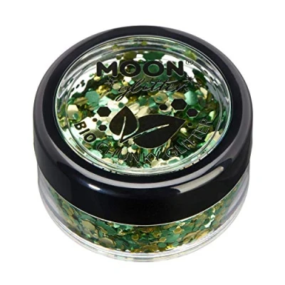 Abbildung von Mystiker Biologisch abbaubarer Öko Glitter von Moon 100% kosmetischer Bio für Gesicht, Körper, Nägel, Haare und Lippen 3g Kleeblatt
