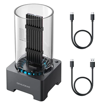 Abbildung von GRAUGEAR Festplatten Dockingstation 18048, USB C M.2 NVMe NGFF SSD 3.2 leiser Lüfter schwarz