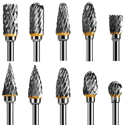 Abbildung von Hartmetall Frässtifte mit Doppelschnitt, Rotationsfräser Set Schaftfräser 1/8&quot; Schaft, Bohrer, DIY Holzbearbeitung, Schnitzen, Metallpolieren, Gravieren und Bohren