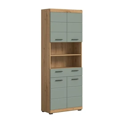 Abbildung von xonox.home Bad Scout X06N3713 Hochschrank Stauraumschrank Wandschrank in Salbei und Artisan Eiche Nachbildung, ca. B/H/T: 74x191x31 cm