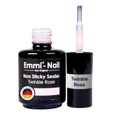 Abbildung von Emmi Nail Non Sticky Sealer Twinkle Rose I Versiegelungsgel für Gelnägel Hochglanz Top coat Gel UV Mittelviskoses Abschlussgel Vegan 14ml