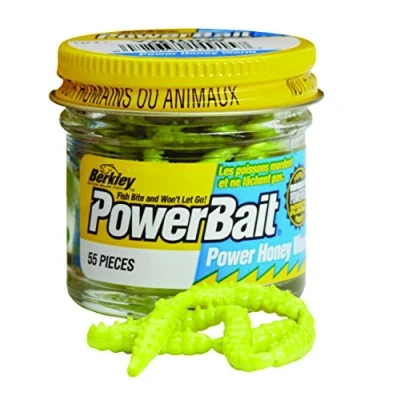 Abbildung von Berkley Powerbait Honey Worms White Glitter (55st) (2,5cm) Forellen Köder