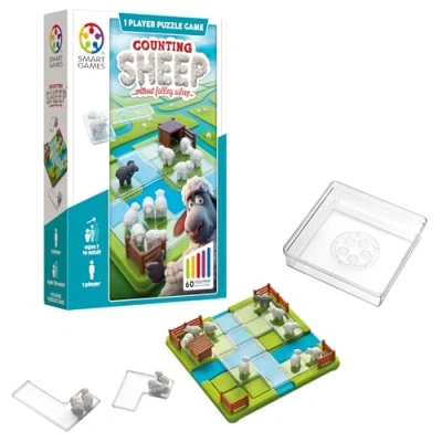 Abbildung von Smart Games Schafzählen pädagogisches Denkspiel Multi Level Logik und Denk Herausforderung Spiel 1 Spieler Reisegröße mehrsprachig SG 452