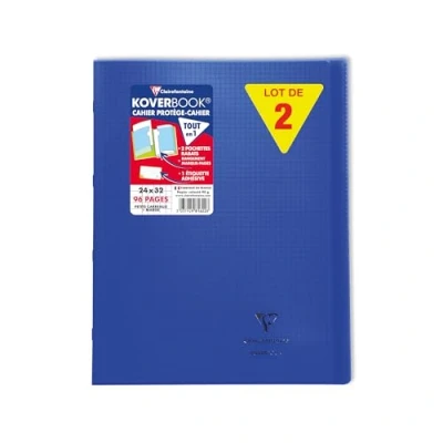 Abbildung von Clairefontaine 981622C Packung mit 10 Heften Koverbook DIN A4+, 24x32cm, 48 Blatt kariert Rand, 90g, Einband PP, Marineblau, 1 Pack