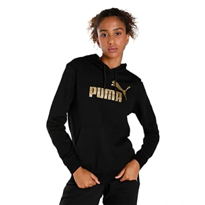 Abbildung von PUMA ESS Logo Hoodie TR Damen Sweatshirt, Schwarz Gold, XS