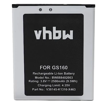 Abbildung von vhbw 1x Akku kompatibel mit Gigaset GS170, GS160 Handy Smartphone Telefon (2500 mAh, 3,8 V, Li Ion)