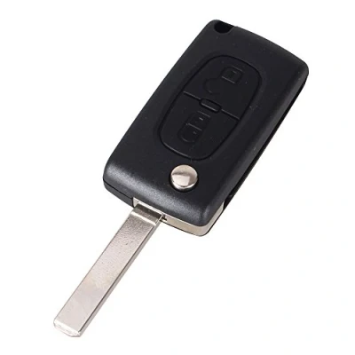 Abbildung von Schlüssel für Peugeot 207 307 308 3008 5008 807 Expert Partner C2 C3 C4 C8 Berlingo Jumpy CE0536 2 Tasten Modell mit Batterie Schlitz Fernbedienung