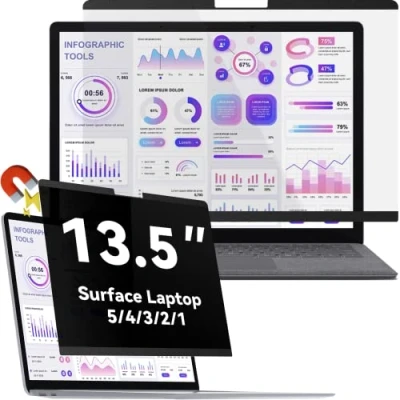 Abbildung von Magnetischer Blickschutzfilter Kompatibel Mit 13.5 Zoll Surface Laptop 5/4/3/2/1, Abnehmbar Anti Glare Blaulicht Privacy Screen Blickschutzfolie Sichtschutz Black Security Private Protector