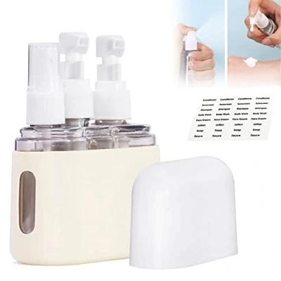 Abbildung von Mini Shampoo Dispenser Portable Travel Bottle Set, And Conditioner Dispenser, Containers With Labels For Toiletries, Bottles Toiletries (3 in 1,Beige)