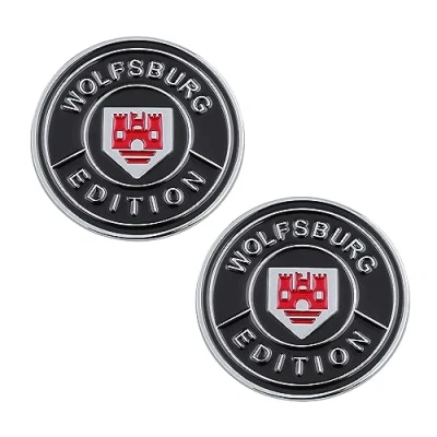 Abbildung von Deutsches Wolfsburg Emblem Totem Auto Logo Dekoration wird beiläufig geklebt (Silber Rot Wolfsburg)