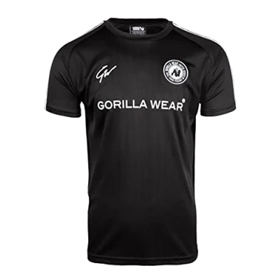 Abbildung von Gorilla Wear Stratford T Shirt schwarz Bodybuilding Sport Alltag Freizeit mit Logo Aufdruck leicht und bequem für optimale Bewegung aus Polyester, XXL