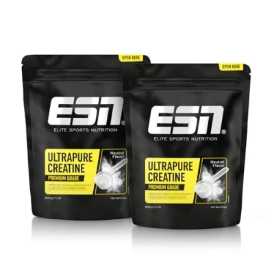 Abbildung von ESN Ultrapure Creatine Monohydrate, 2 x 500 g, 284 Portionen, Kreatin Pulver, mikrofein &amp; optimal löslich, vegan made in Germany