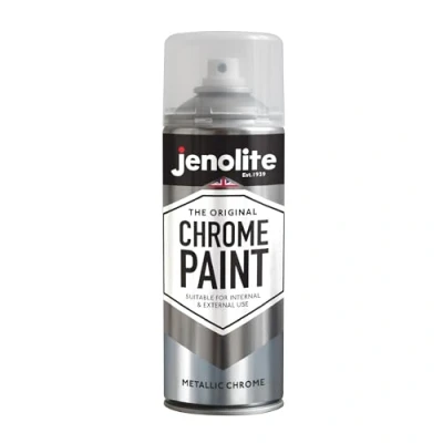Abbildung von JENOLITE Chrom Sprayfarbe Chromeffekt glatte Chromoberfläche, geeignet für den Innen und Außenbereich 400ml