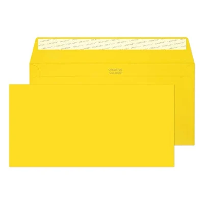 Abbildung von Blake Creative Colour DL+ 25203 Briefumschläge, haftklebend, 114 x 229 mm, 120 g/m², Bananengelb, 25 Stück