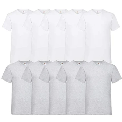 Abbildung von Fruit of the Loom Herren V Neck Valueweight T Shirt (erPack 10 (2XL, 5Weiss/5Grau)