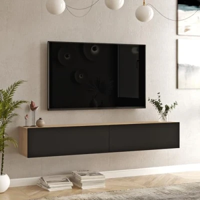 Abbildung von en.casa TV Schrank »Lapinlahti« 180x31,5x29,5cm Eichenoptik/Schwarz