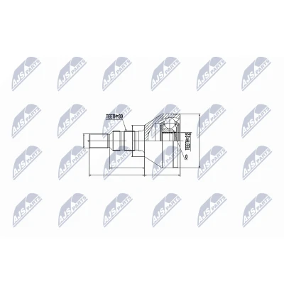 Abbildung von NTY NPZ DW 027 Gelenksatz Schaltgetriebe, Automatikgetriebe Hinterachse links, rechts, CHEVROLET: Captiva, OPEL: Antara