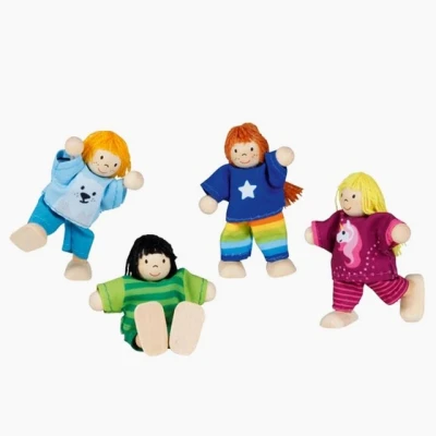 Abbildung von Goki Biegepuppen Kinder Clique: H= 6 cm, Holz, 4 Teile, per Set
