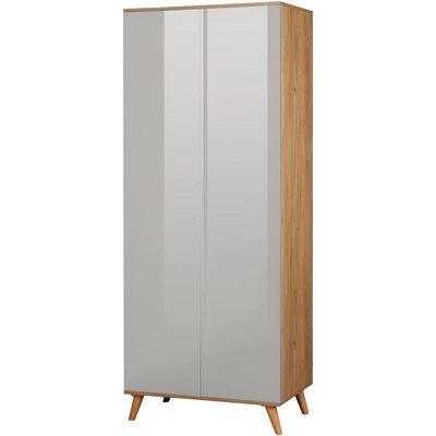 Abbildung von andas Kleiderschrank &quot;Lund Schlafzimmerschrank Bestseller im skandinavischem Design&quot;, Garderobenschrank mit Premium Innenausstattung, Breite 80 cm hochglanz