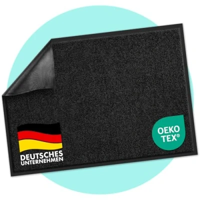 Abbildung von Schmutzfangmatte Rhine, Fußmatte, Türmatte für Eingangsbereich, Fußabtreter, Türvorleger, Sauberlaufmatte (40x60 cm, Schwarz)