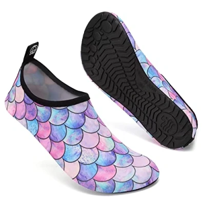 Abbildung von Mabove Badeschuhe Wasserschuhe Schwimmschuhe Damen Strandschuhe Aquaschuhe Barfussschuhe Neopren Surfschuhe(Violett Meerjungfrau,38/39 EU)