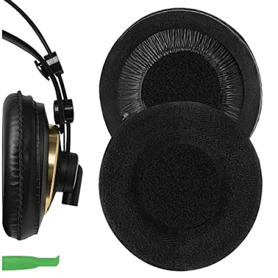 Abbildung von Geekria Comfort Ersatz Ohrpolster aus Velours, kompatibel mit AKG K240, K240S, K240 Studio, MKII, K241, K270, K271, K272 Kopfhörer Ohrpolster, Headset Reparaturteile (schwarz)