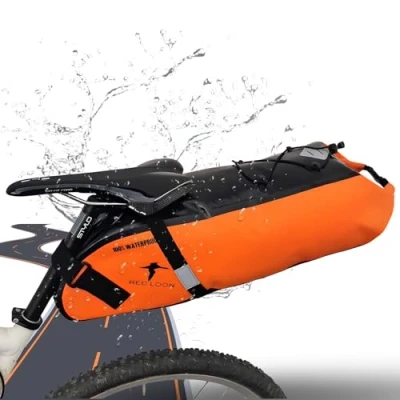 Abbildung von Red Loon Satteltasche für Fahrrad wasserdicht Gepäckträger Tasche Hinterradtasche Rad Fahrradtaschen Bikepacking Backloader Packtasche 15L orange