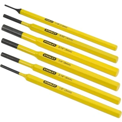 Abbildung von STANLEY Splinttreiber Set 6 teilig (pulverlackiert, gehärtet, 1.5 mm / 3 4 5 8 Splints) 18 226, Gelb
