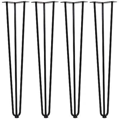 Abbildung von HOMCOM Tischbein 4er Set Tischfüße, Möbelfüße aus Stahl, mit Gabel Design, 12 x 71 cm, Schwarz