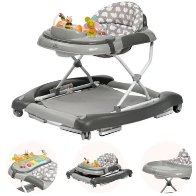 Abbildung von Bronea Lauflernhilfe 4in1 Gehfrei Baby Lauflernwagen Schaukel Babywalker Grau, Neu: Im nu umfunktioniert als Schaukel, Widerstand Reifen einstellbar
