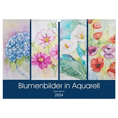 Abbildung von Blumenbilder in Aquarell (Wandkalender 2024 DIN A3 quer), CALVENDO Monatskalender: Aquarellbilder mit Blumenmotiven. (CALVENDO Kunst)