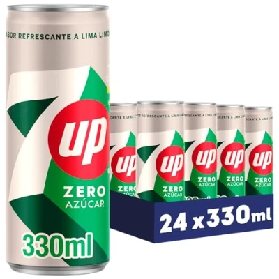 Abbildung von 7 UP Zitronen und Limetten Null Erfrischungsgetränk, zuckerfrei kalorienfrei, 24 x 330 ml, insgesamt 7,92 Liter