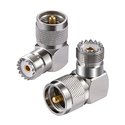 Abbildung von Vecys 2PCS UHF Adapter PL 259 Stecker auf SO 239 Buchse rechtwinkliges Koaxialkabel für Amateurfunk