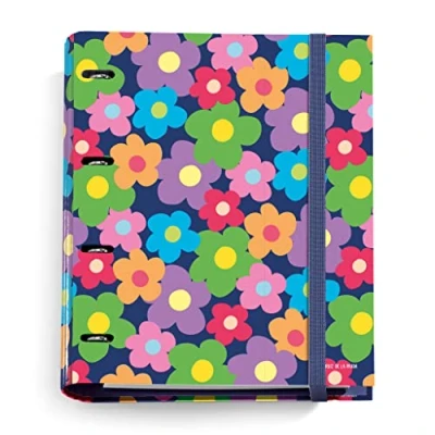 Abbildung von Miquelrius Carpebloc, Mappe mit 4 Ringen + Nachfüllung 100 Blatt A4 Gitter, Carpesano Verschluss Gummi, Agatha Ruiz de la Prada, Blume