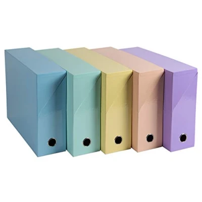 Abbildung von Exacompta 89560E Premium Transferbox Aquarel aus bedrucktem Papier Rückseite 90 mm DIN A4 Zufällige Farbe ideale Transportbox und perfekt geeignet für die sichere Aufbewahrung Ihrer Ordner