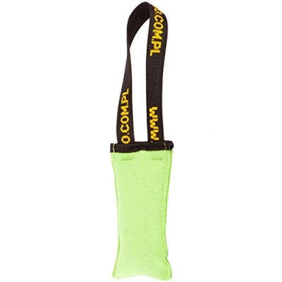Abbildung von Dingo Hundespielzeug Beisswurst Agility Baumwolle mit Griff handgefertigt für Bisstraining Apportieren Schwimmend Schwimmfähig 15 x 8 cm Grün 15607