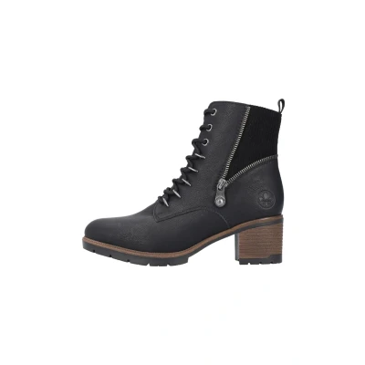Abbildung von Rieker Damen Schnürstiefeletten 77520, Frauen Stiefeletten,uebergangsschuhe,uebergangsstiefel,schnürboots,Winterschuhe,schwarz (00),38 EU / 5 UK