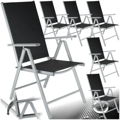 Abbildung von tectake Gartenstuhl Marilena (6er Set, 6 St), Verstellbare Rückenlehne