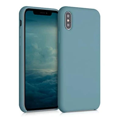 Abbildung von kwmobile Hülle kompatibel mit Apple iPhone X Silikon Handy Case Handyhülle weiche Oberfläche kabelloses Laden Arctic Night