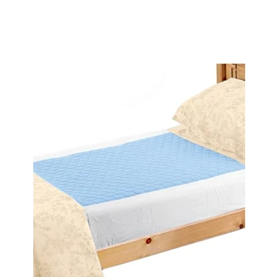 Abbildung von Kylie Bettschutzauflage Blau 3 Liter Einzelbett 91 x cm Waschbare saugfähige Inkontinenzunterlage Wasserdichte Unterlage Mit Flügel 50cm Premium Qualität und Komfort