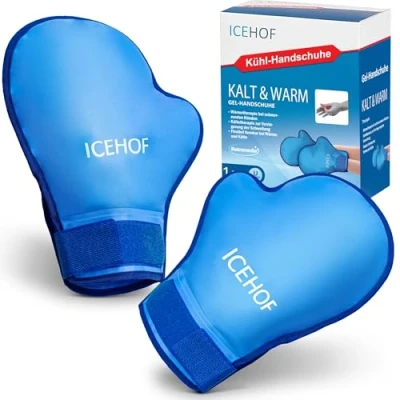 Abbildung von ICEHOF Kühlhandschuhe [2x] Sanfter Stoff Kühlende Handschuhe für Hände/Finger Gel Kältehandschuhe (blau)
